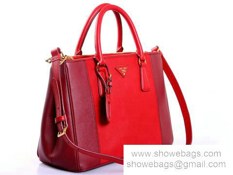 2014 Prada saffiano calfskin 33cm tote BN2274 winered